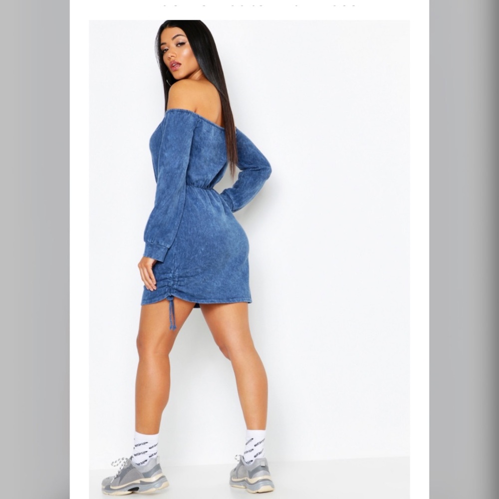 Acid wash sweatshirt dress